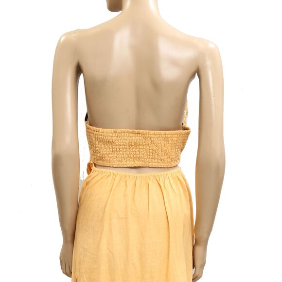 Anthropologie Celandine Strapless Cutout Linen-Blend Dress Sun Print L/XL 282022 - Picture 7 of 7